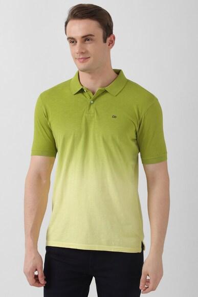 men green textured polo neck polo t-shirts