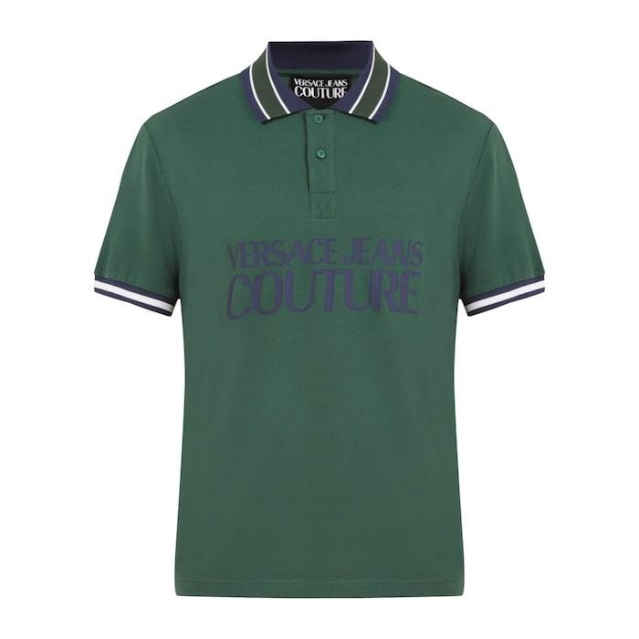 men green twin-tipped elastic collar polo