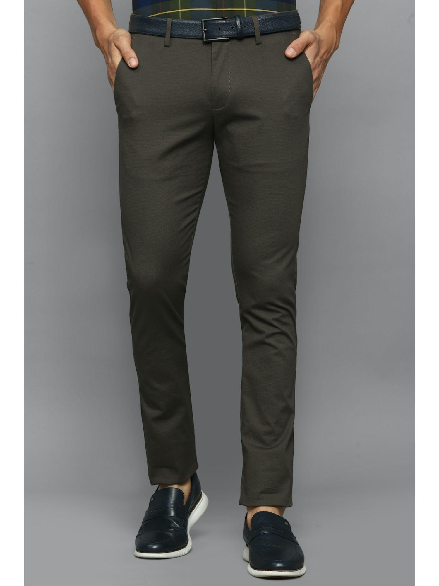 men green ultra slim fit solid casual trousers