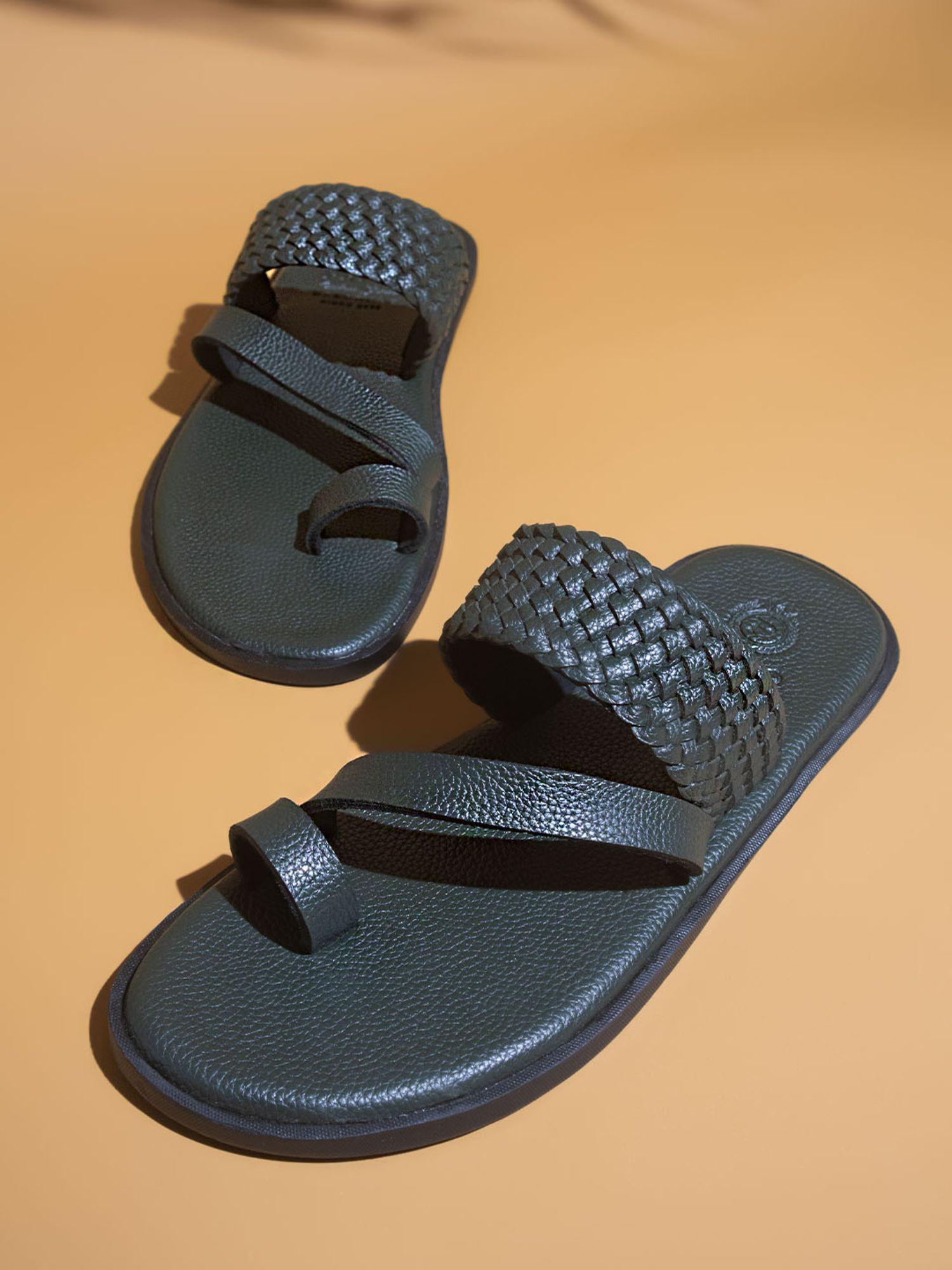 men green velcro sandals