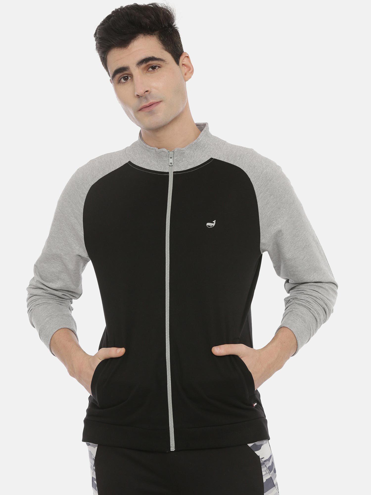 men grey & black colourblocked sweatshirt