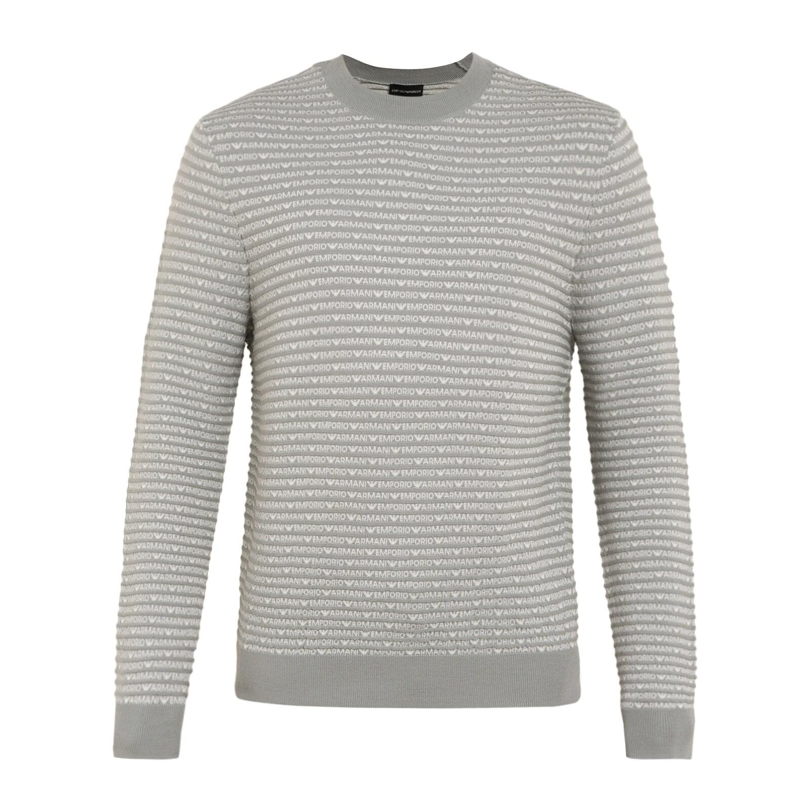 men grey all-over armani logo sweater