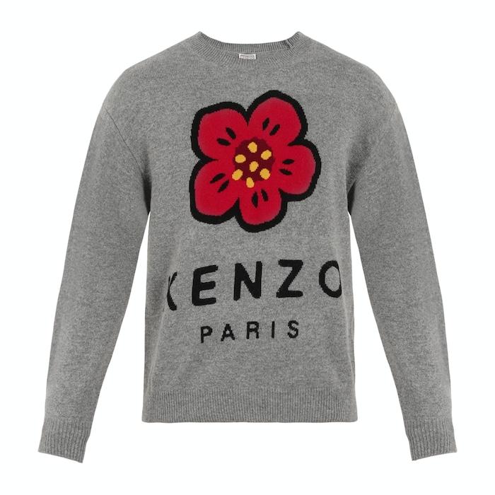 men grey boke flower & kenzo paris jumper