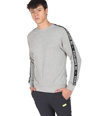 men grey brand taped heathered sweatshirt