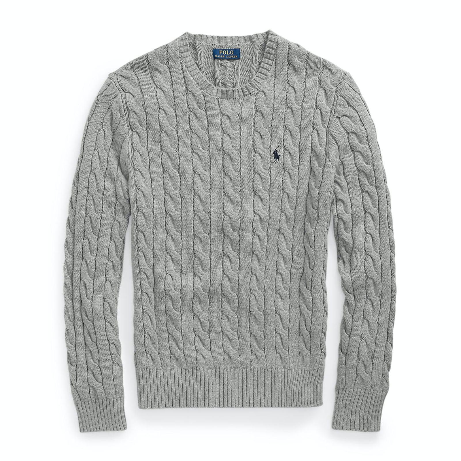 men grey cable-knit cotton sweater