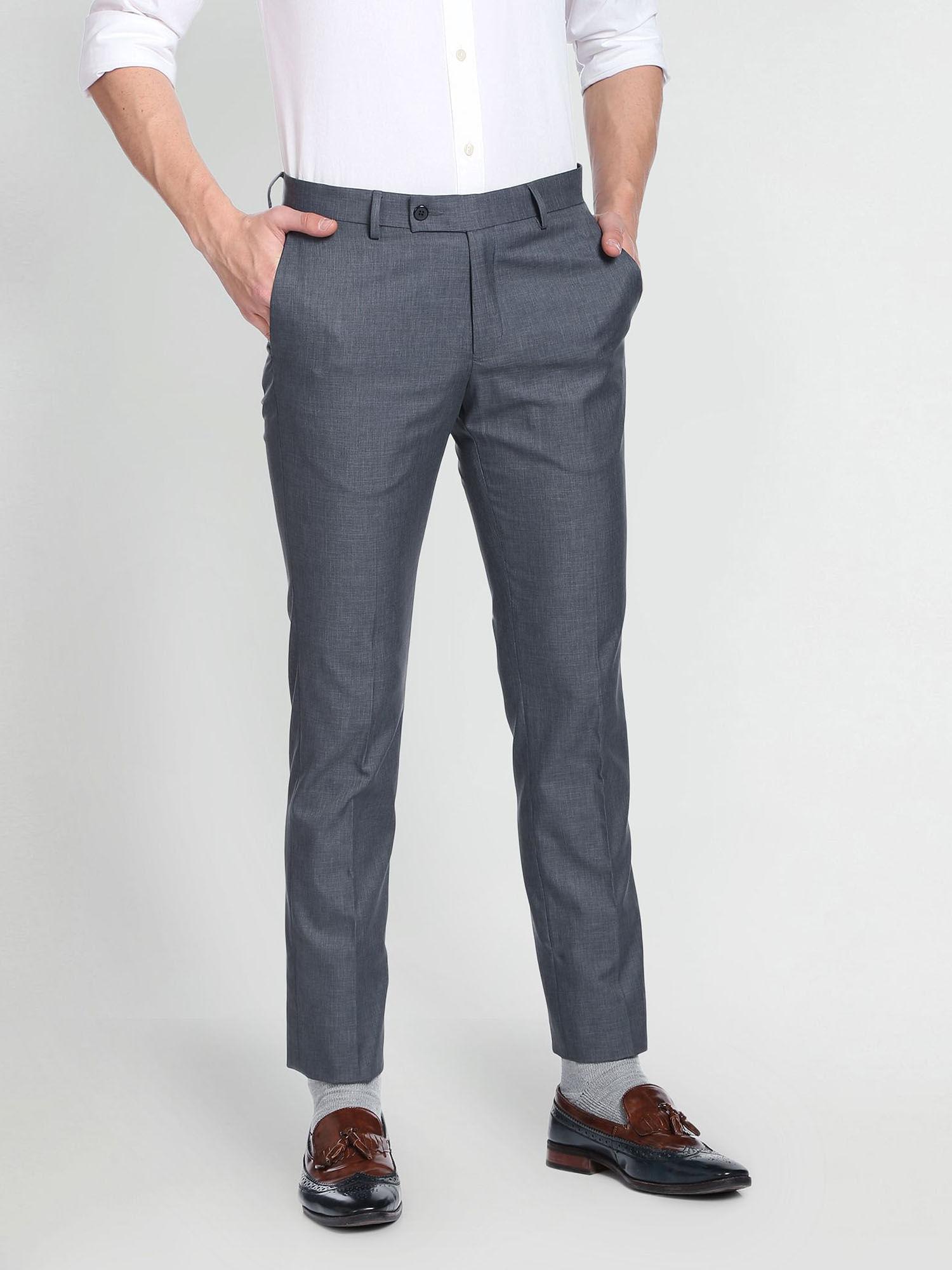 men grey charcoal hudson tailored fit formal trouser