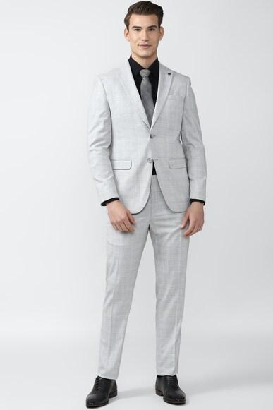 men grey check slim fit formal two piece suit