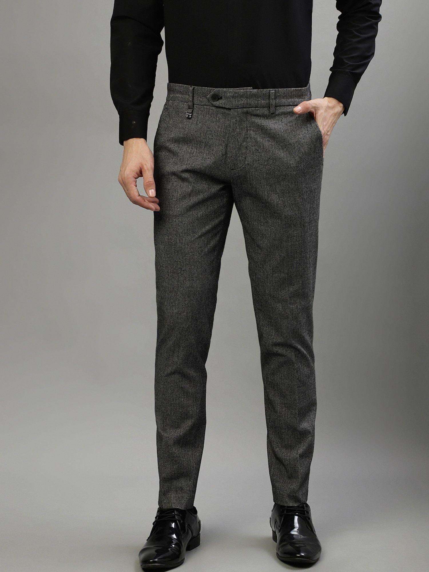 men grey checks slim fit trouser