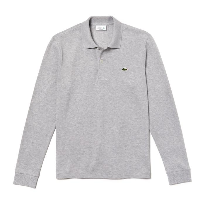 men grey classic fit long sleeve polo