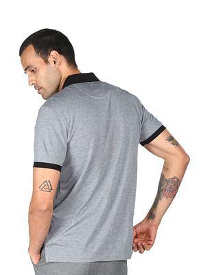 men grey cotton heathered polo shirt