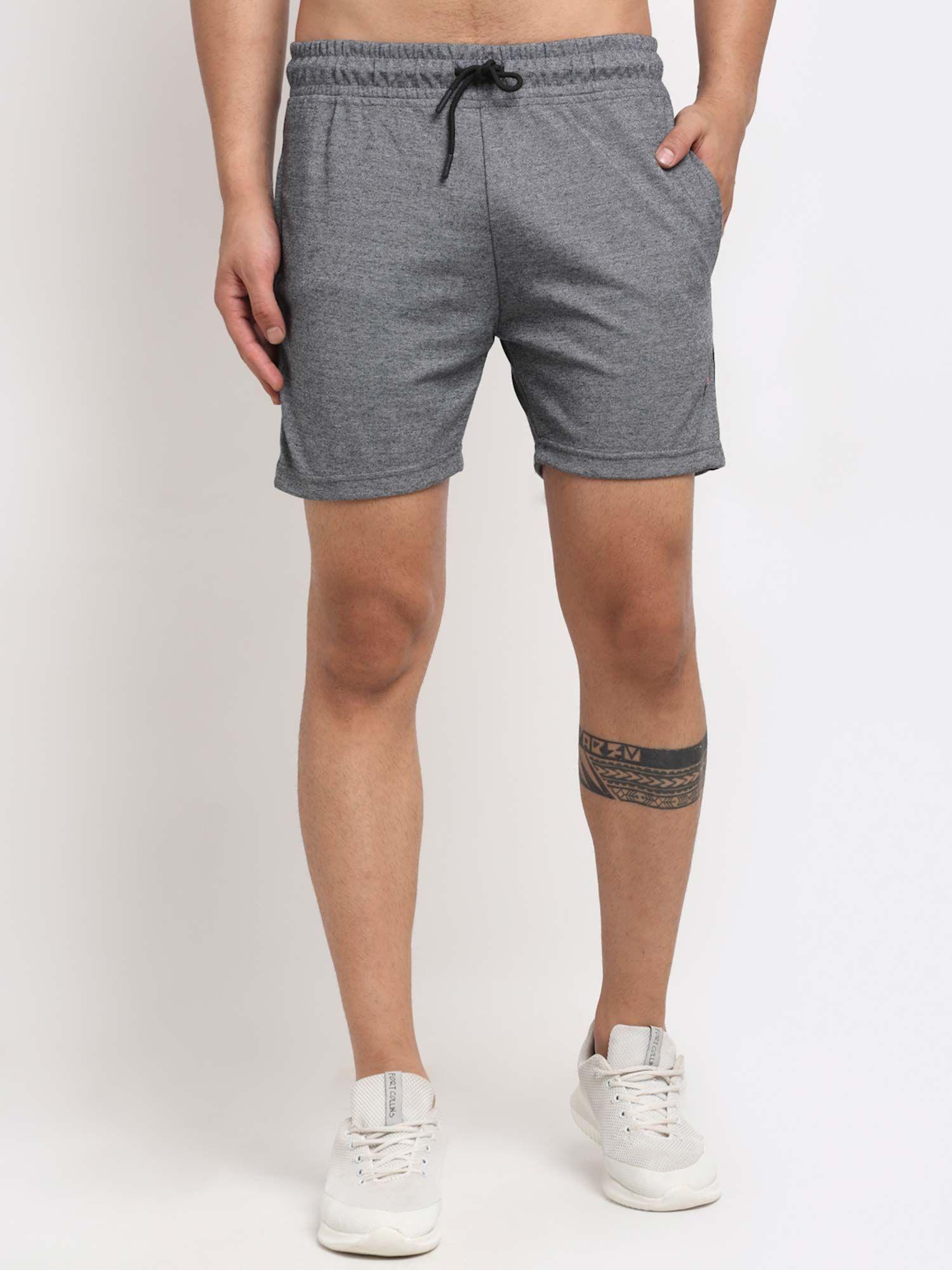 men grey cotton shorts