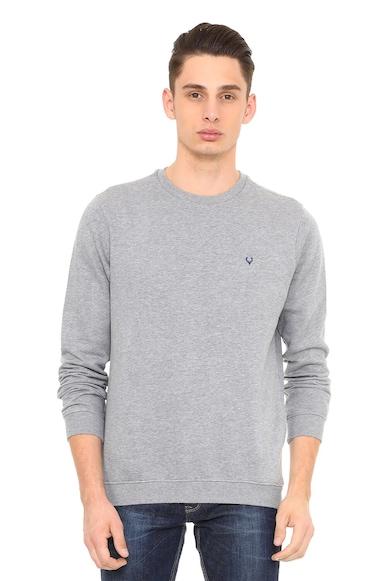 men grey crew neck full sleeves casual sweatshirt