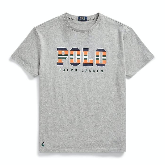 men grey custom slim fit logo jersey t-shirt