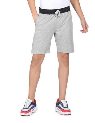 men grey elasticized waist heathered shorts
