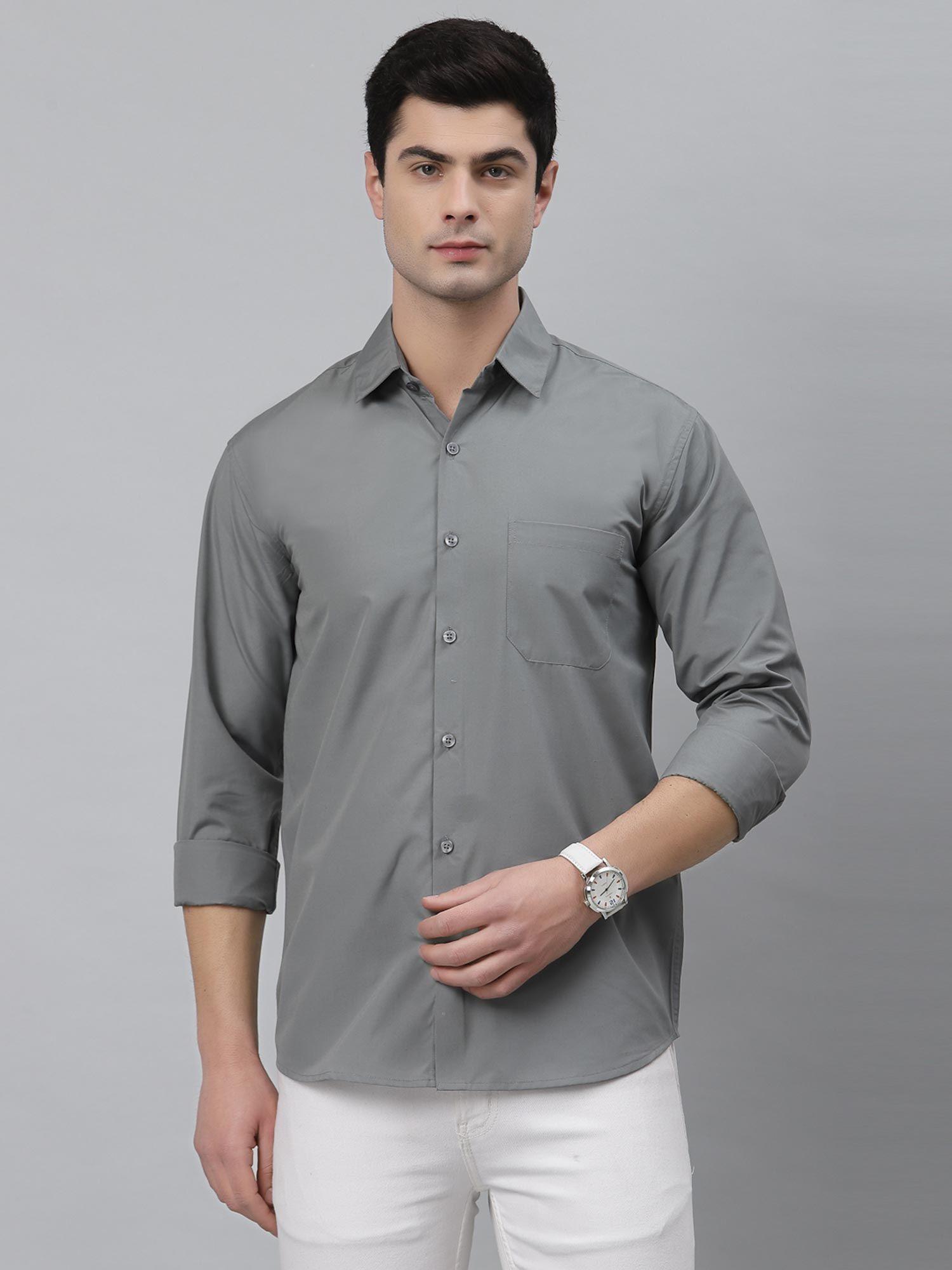men grey full sleeves casual shirt