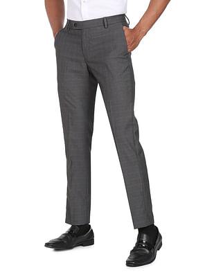 men grey glen check hudson regular fit formal trouser