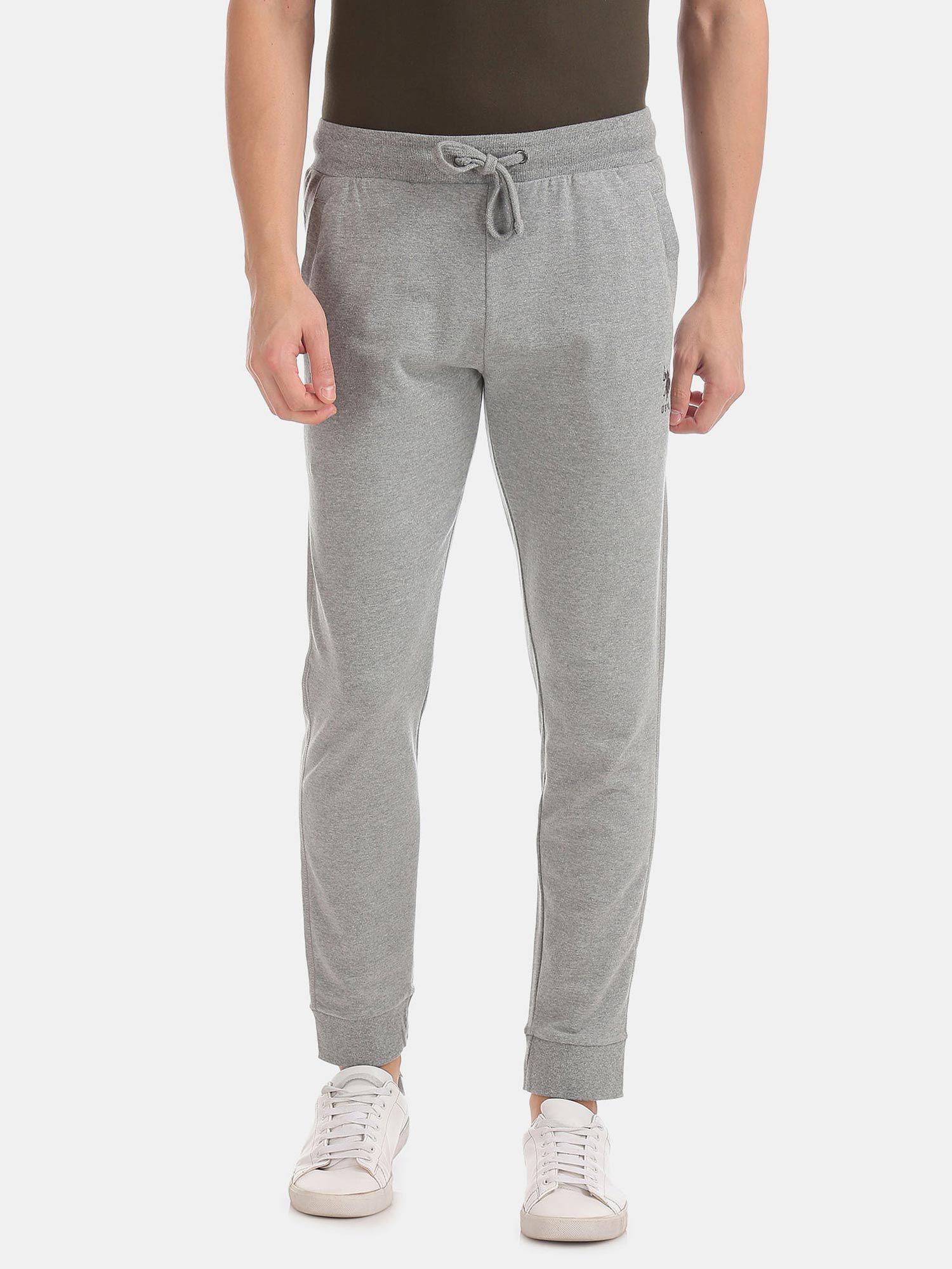 men grey i604 comfort fit solid cotton poly joggers