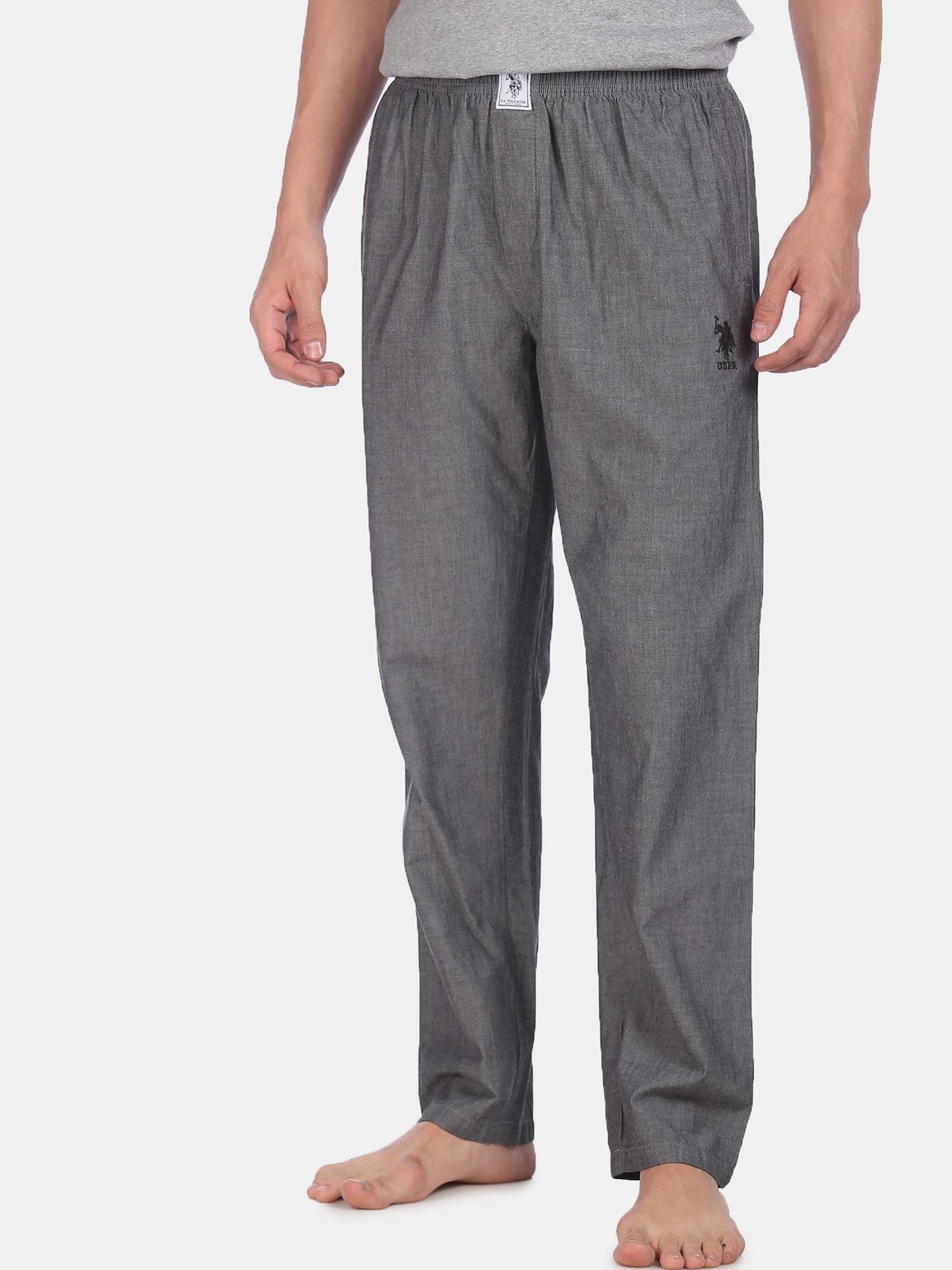 men grey i658 comfort fit solid cotton lounge pants grey