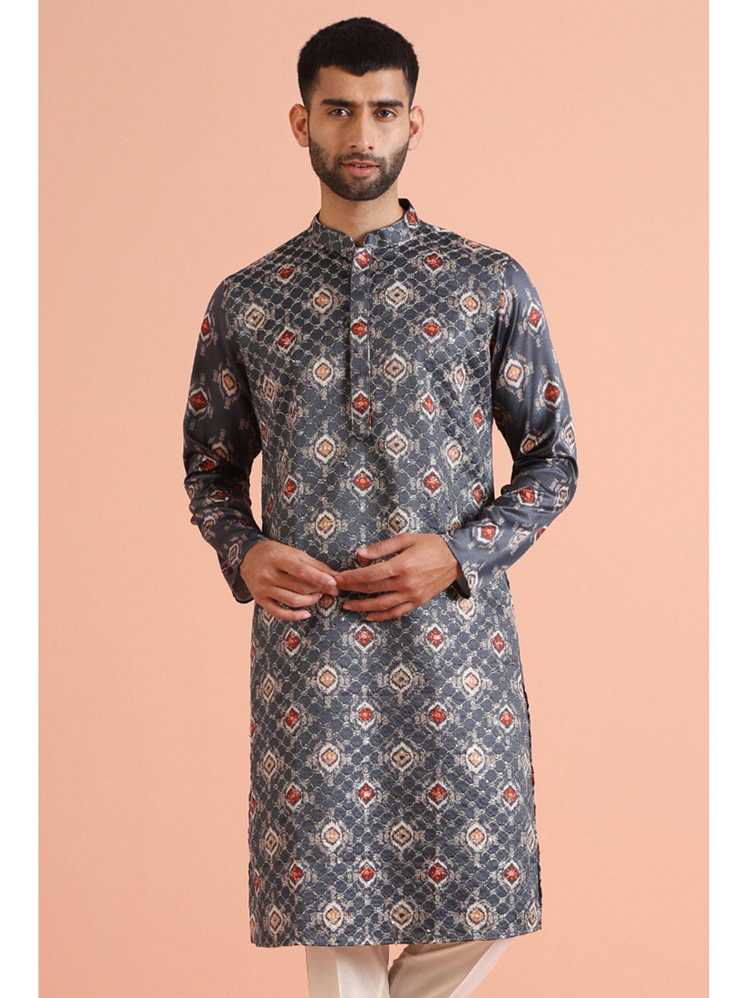 men grey kurta