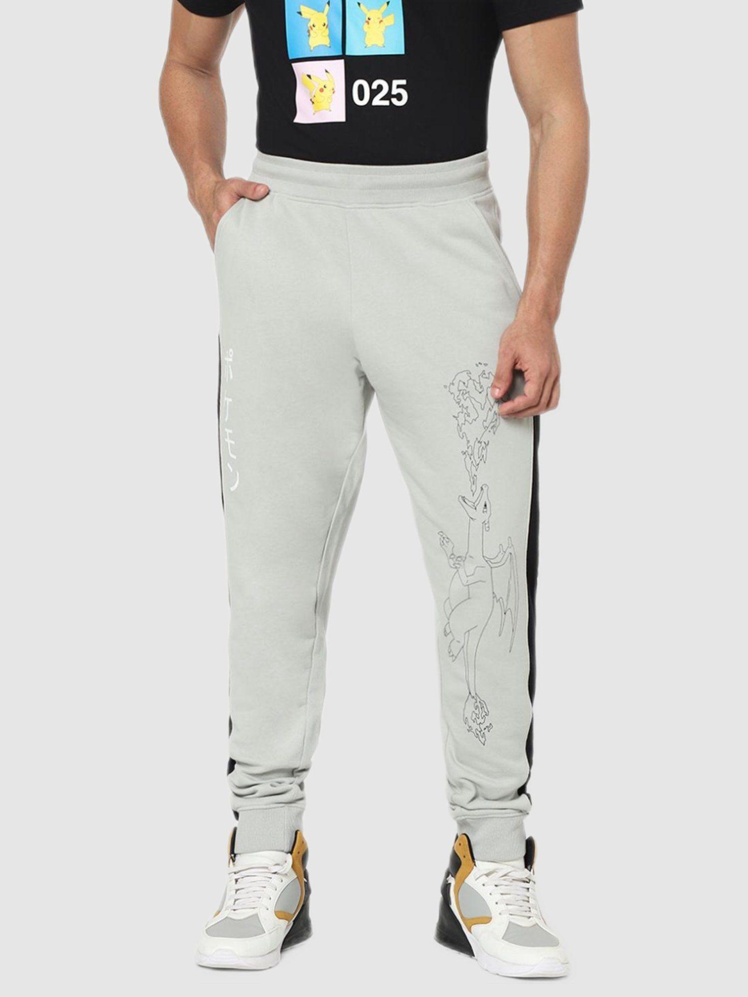 men grey pokemon graphic joggers