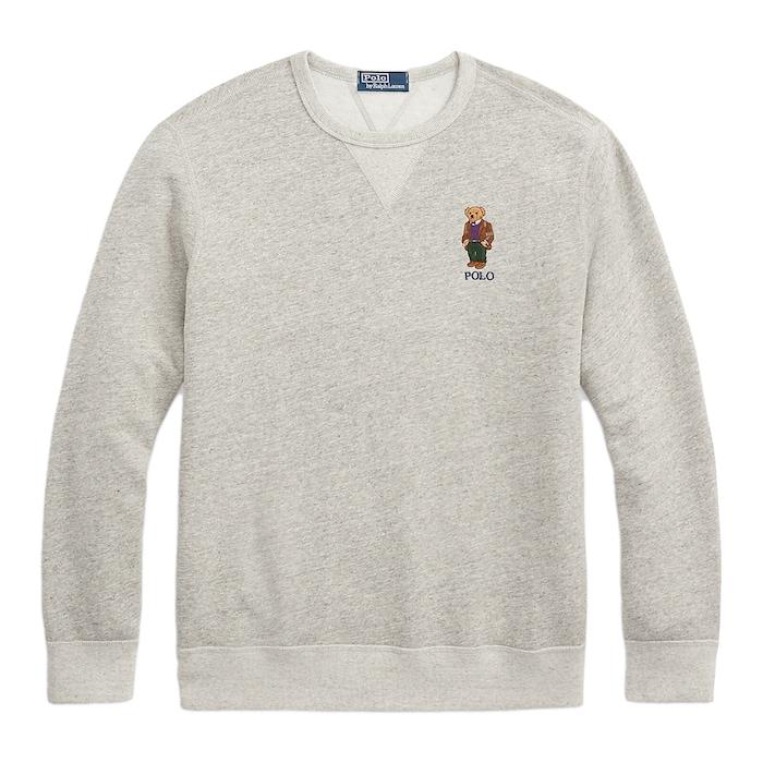 men grey polo bear fleece sweatshirt