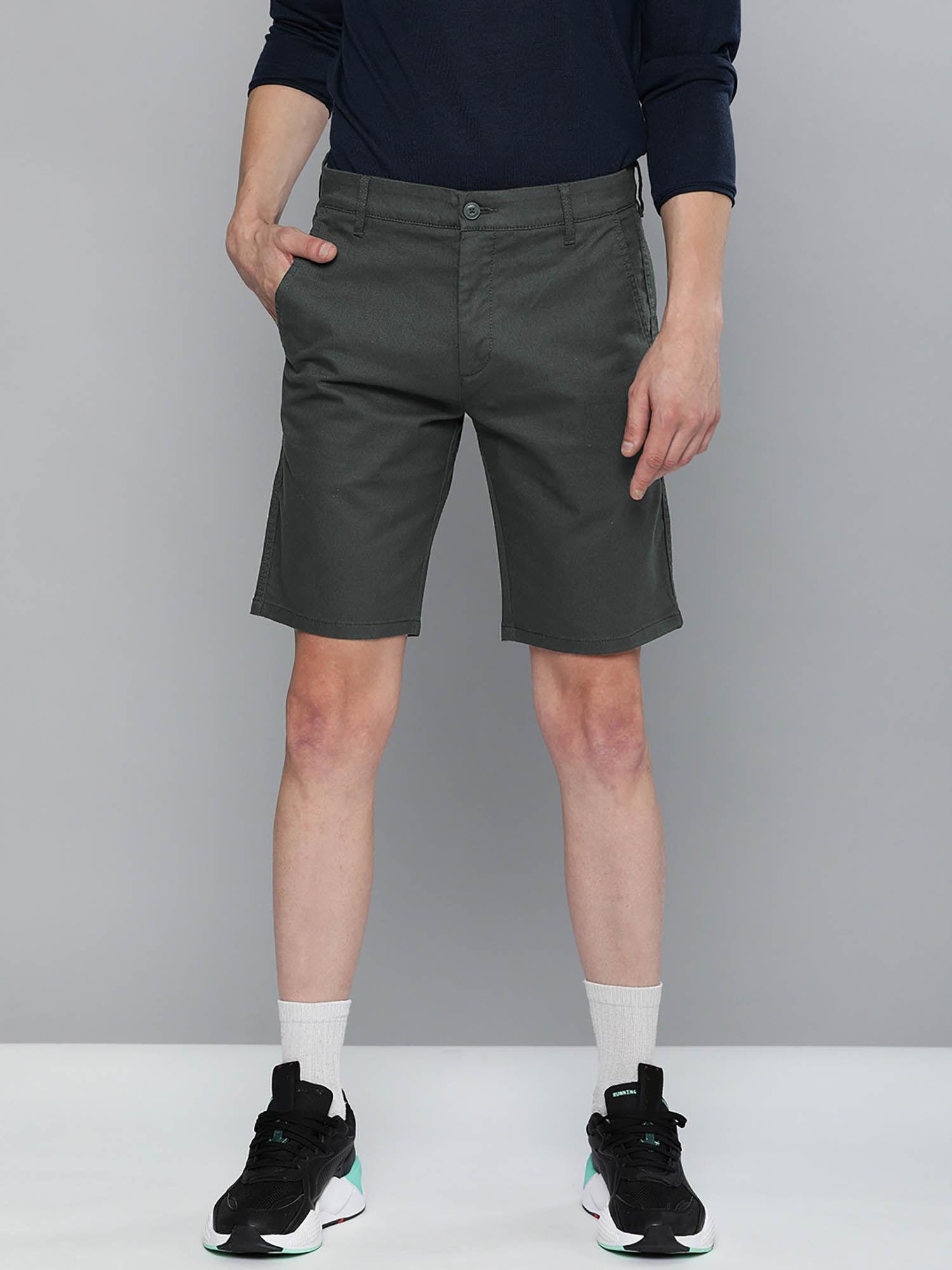 men grey regular shorts