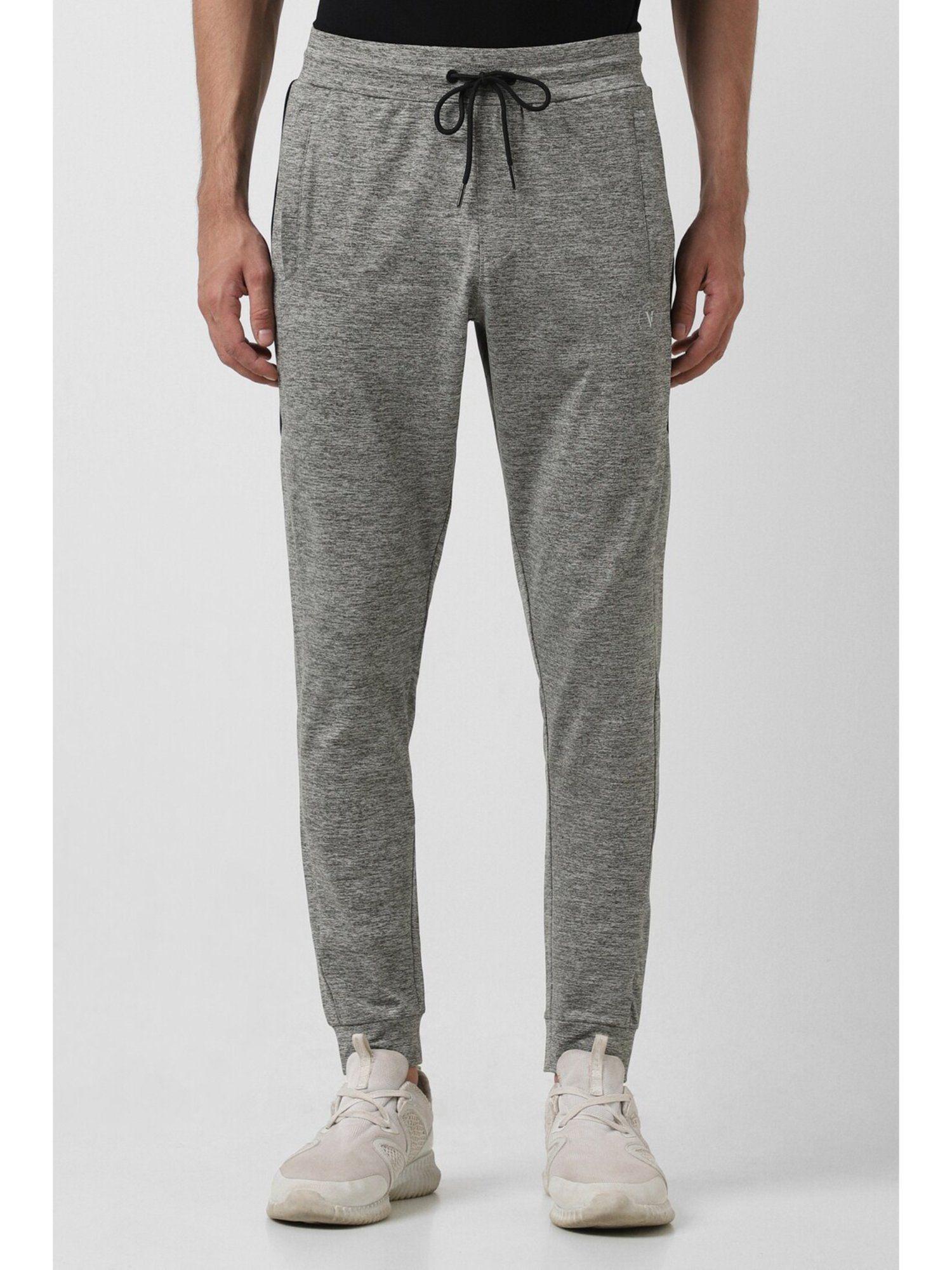 men grey self design casual joggers pants