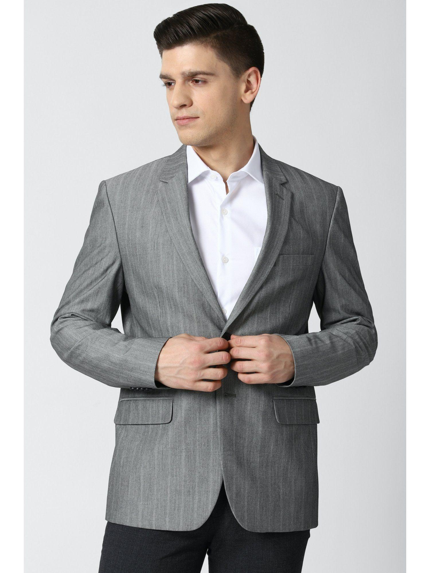 men grey slim fit casual blazer