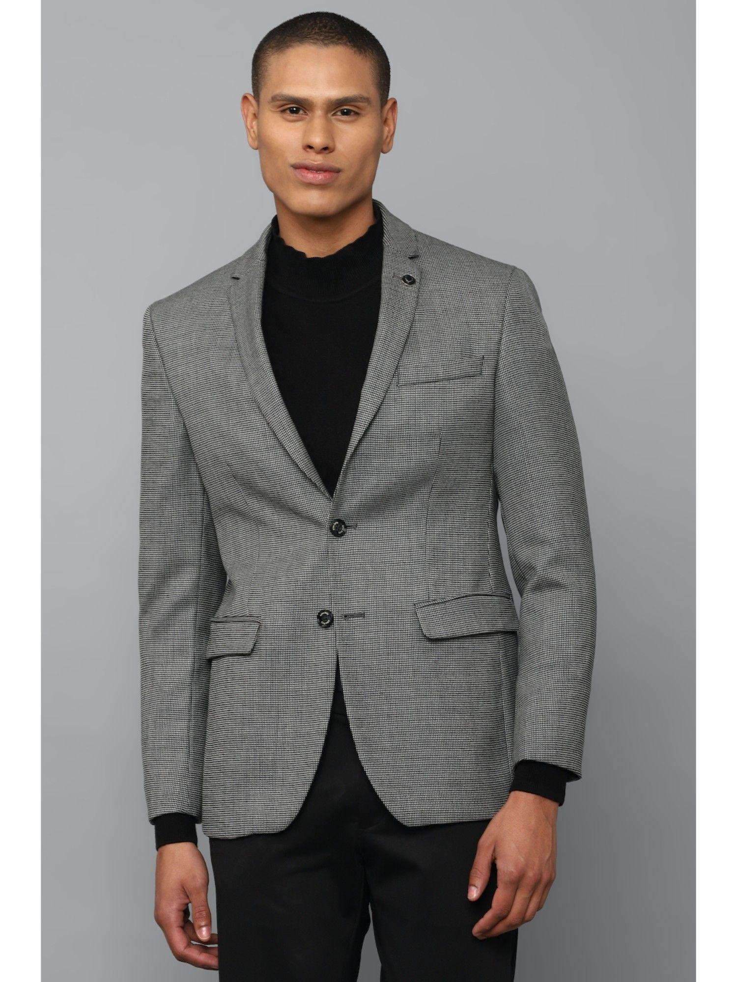 men grey slim fit check casual blazer