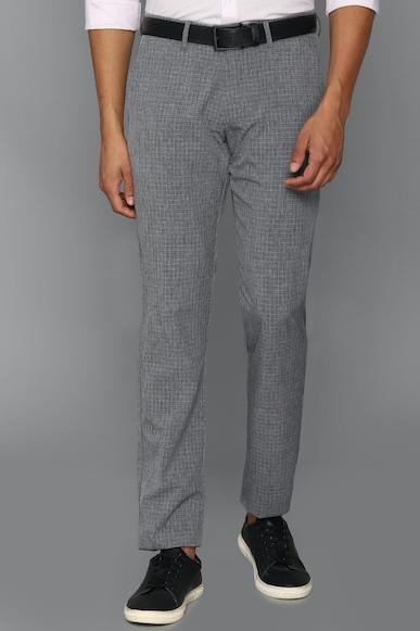 men grey slim fit check casual trousers
