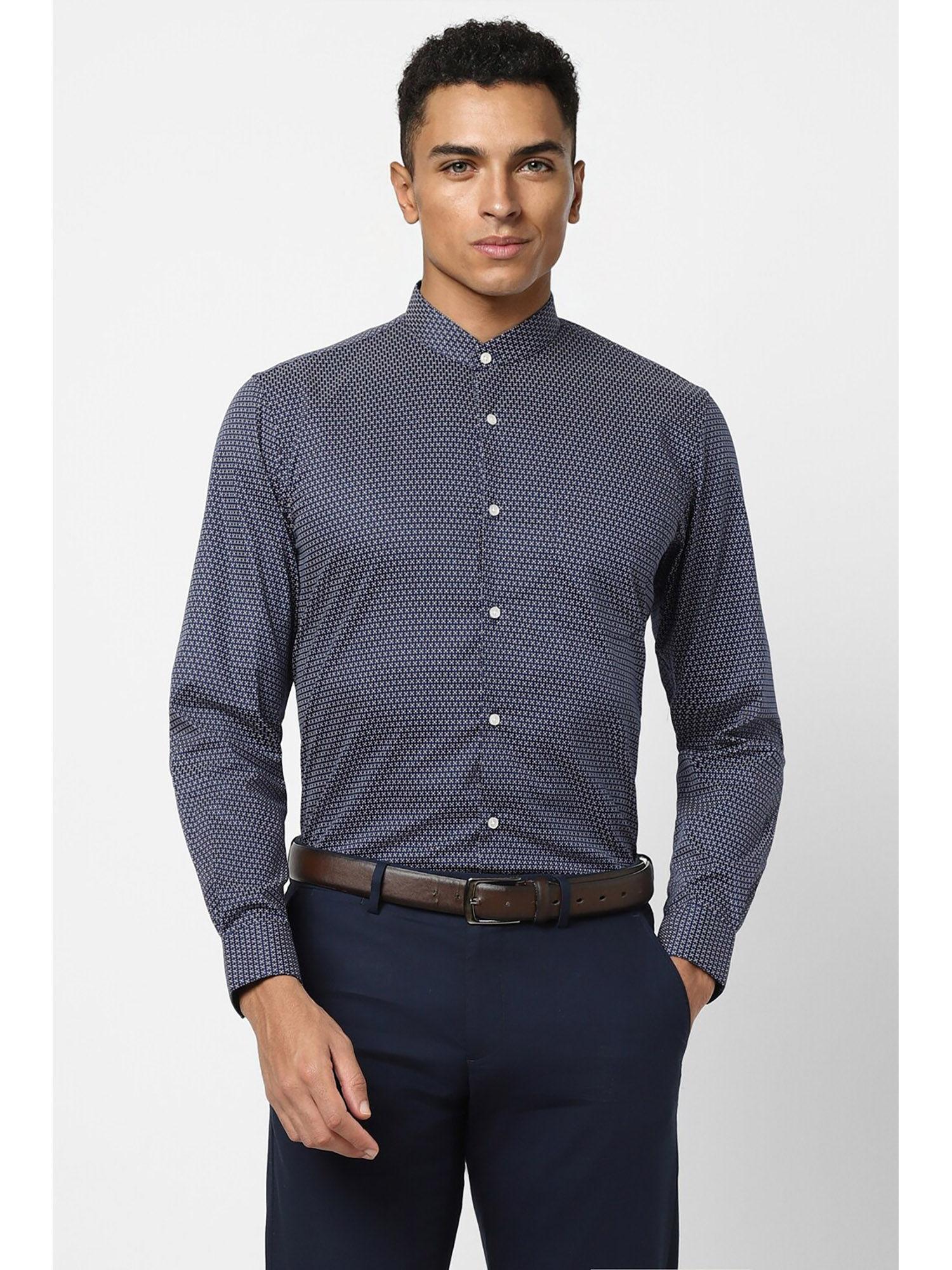 men grey slim fit formal full sleeves formal shirt