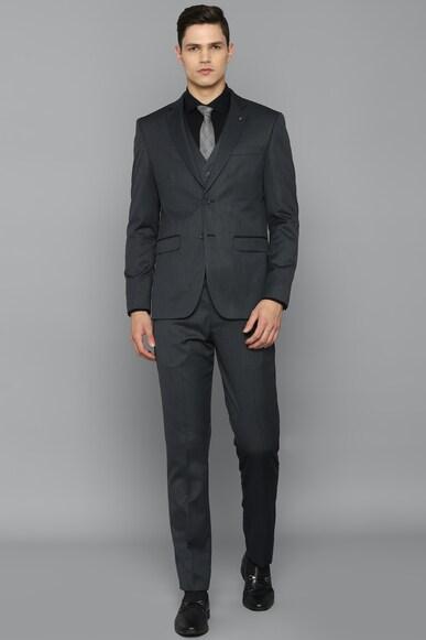 men grey slim fit solid formal three piece suit