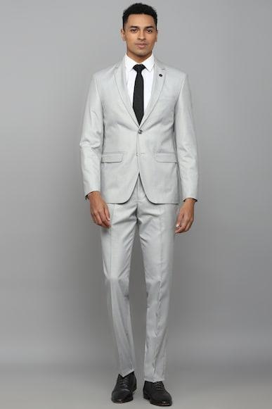 men grey slim fit solid formal two piece suit
