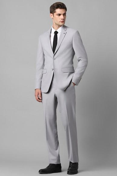 men grey slim fit solid formal two piece suit