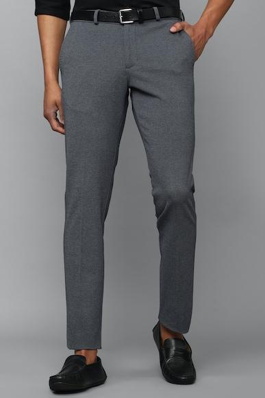 men grey slim fit stripe casual trousers