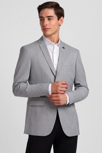 men grey slim fit textured casual blazer