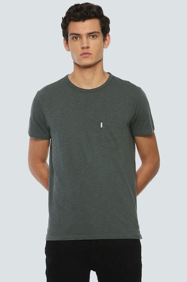 men grey solid crew neck t-shirt