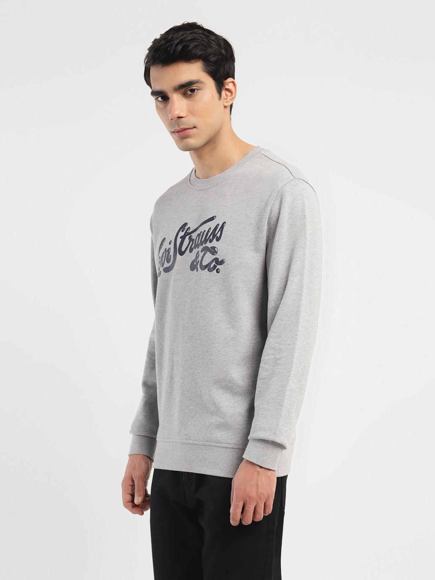 men grey solid regular fit sweatshirt