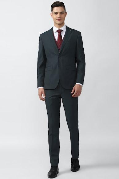 men grey solid slim fit formal three piece suit