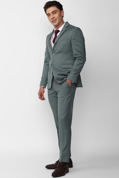 men grey solid slim fit formal three piece suit
