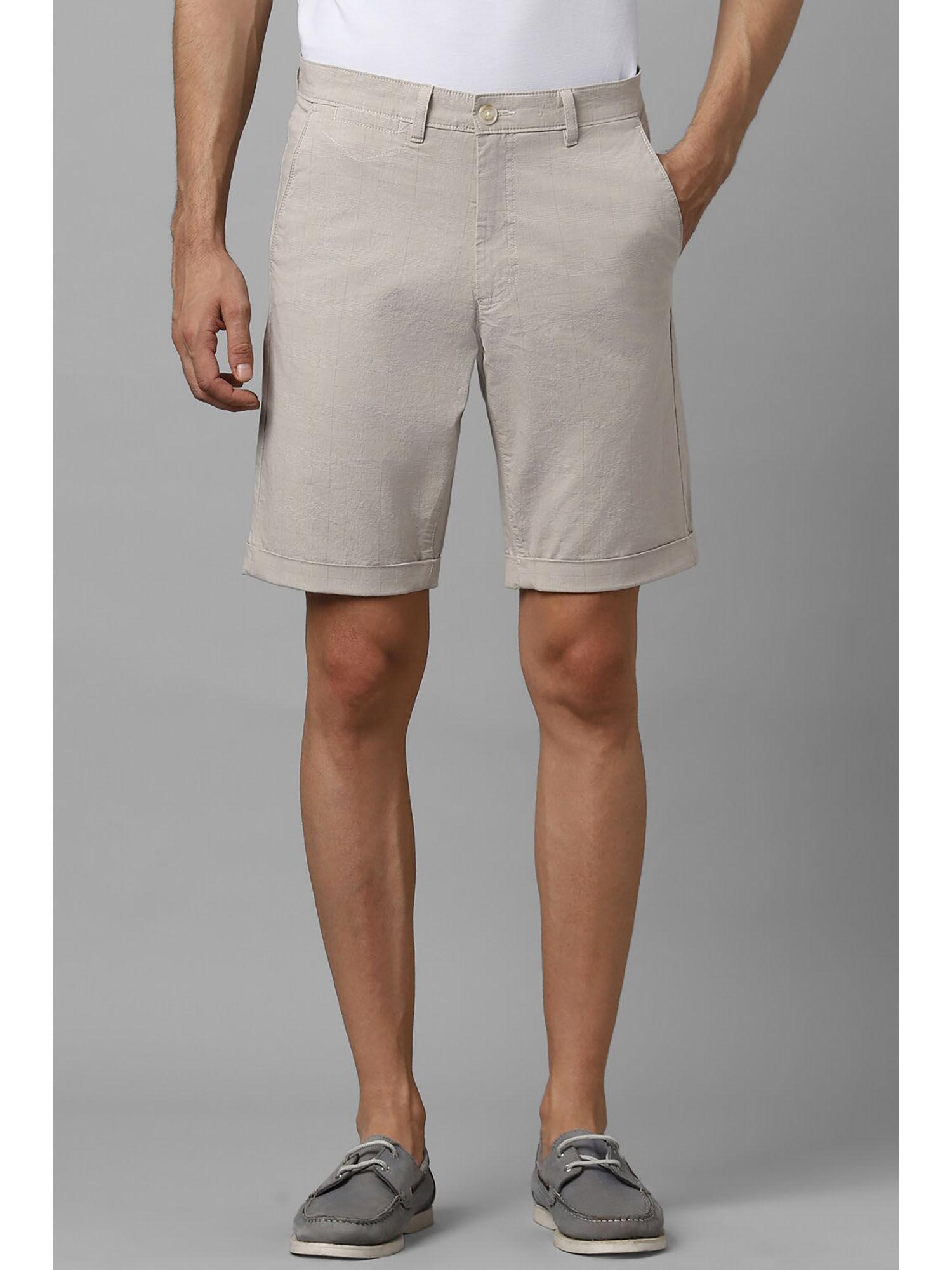 men grey solid slim fit shorts