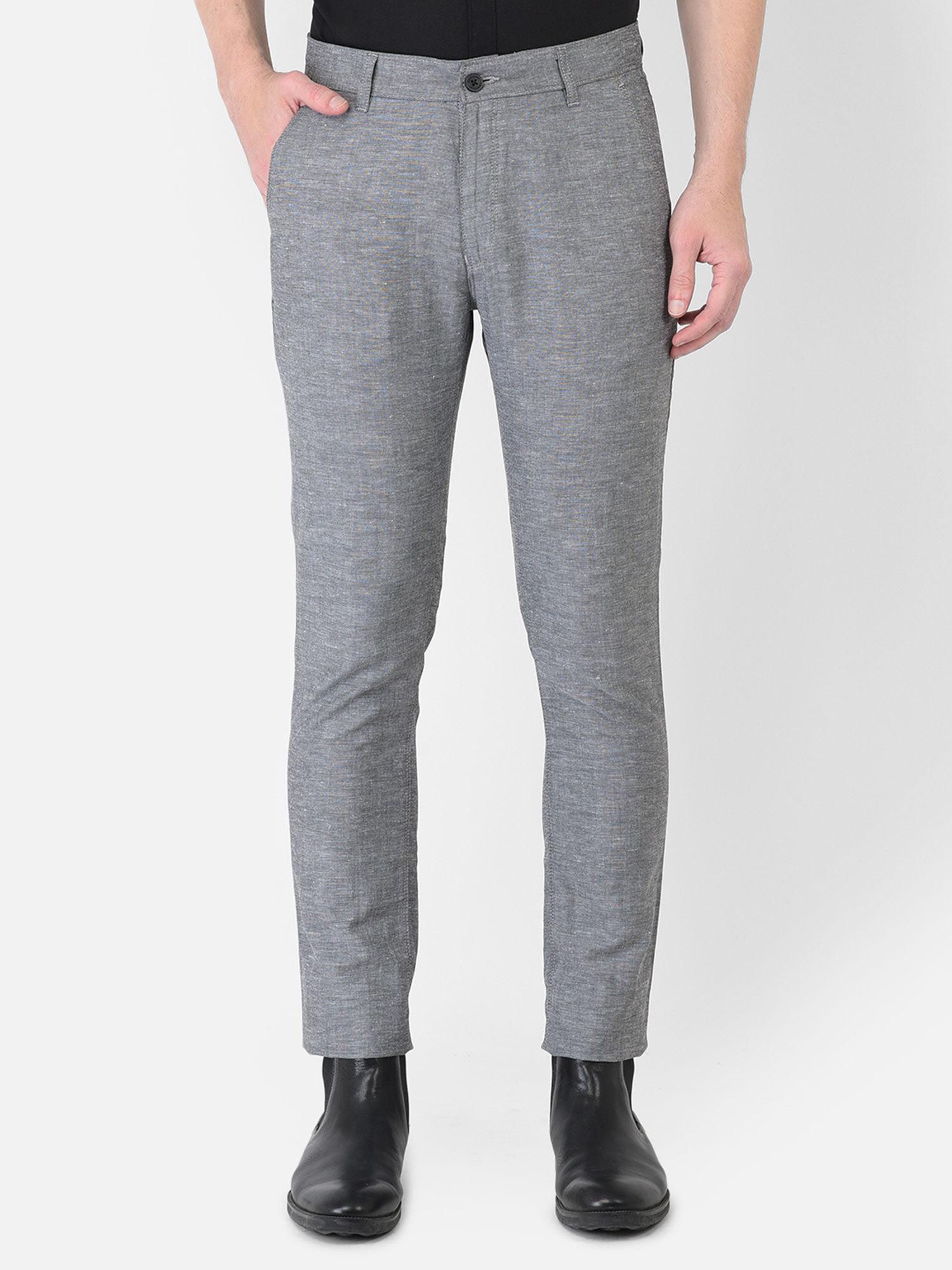 men grey solid trouser