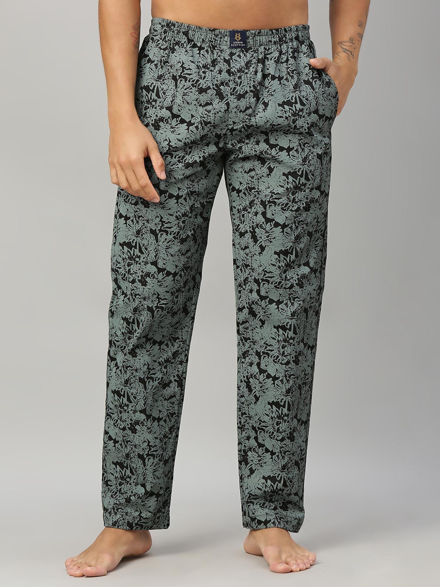 men grey stylish print and convenient side pockets lounge pant