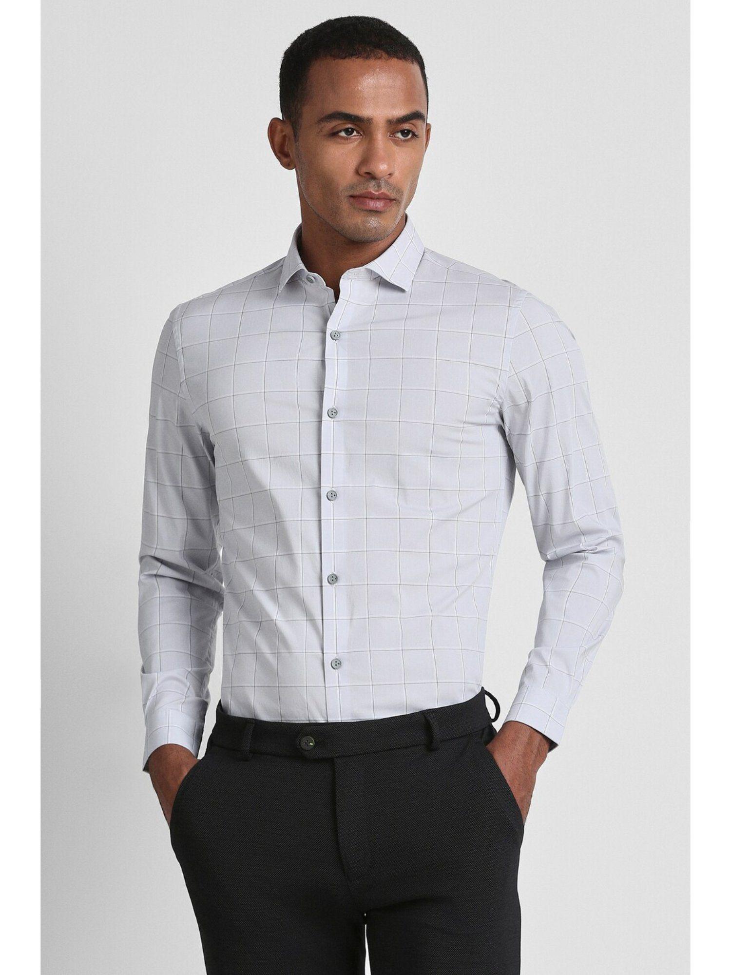 men grey super slim fit formal shirt