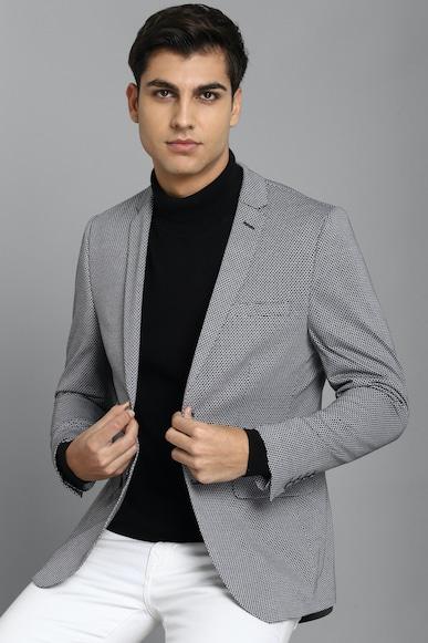 men grey super slim fit print casual blazer