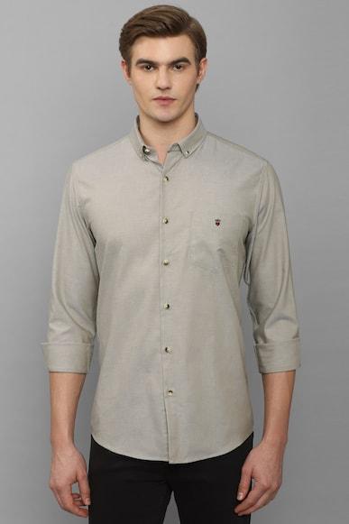 men grey super slim fit solid full sleeves casual shirt