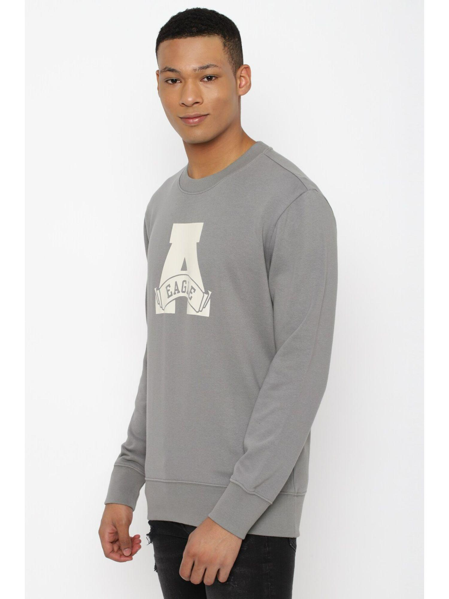 men grey super soft icon graphic crew neck