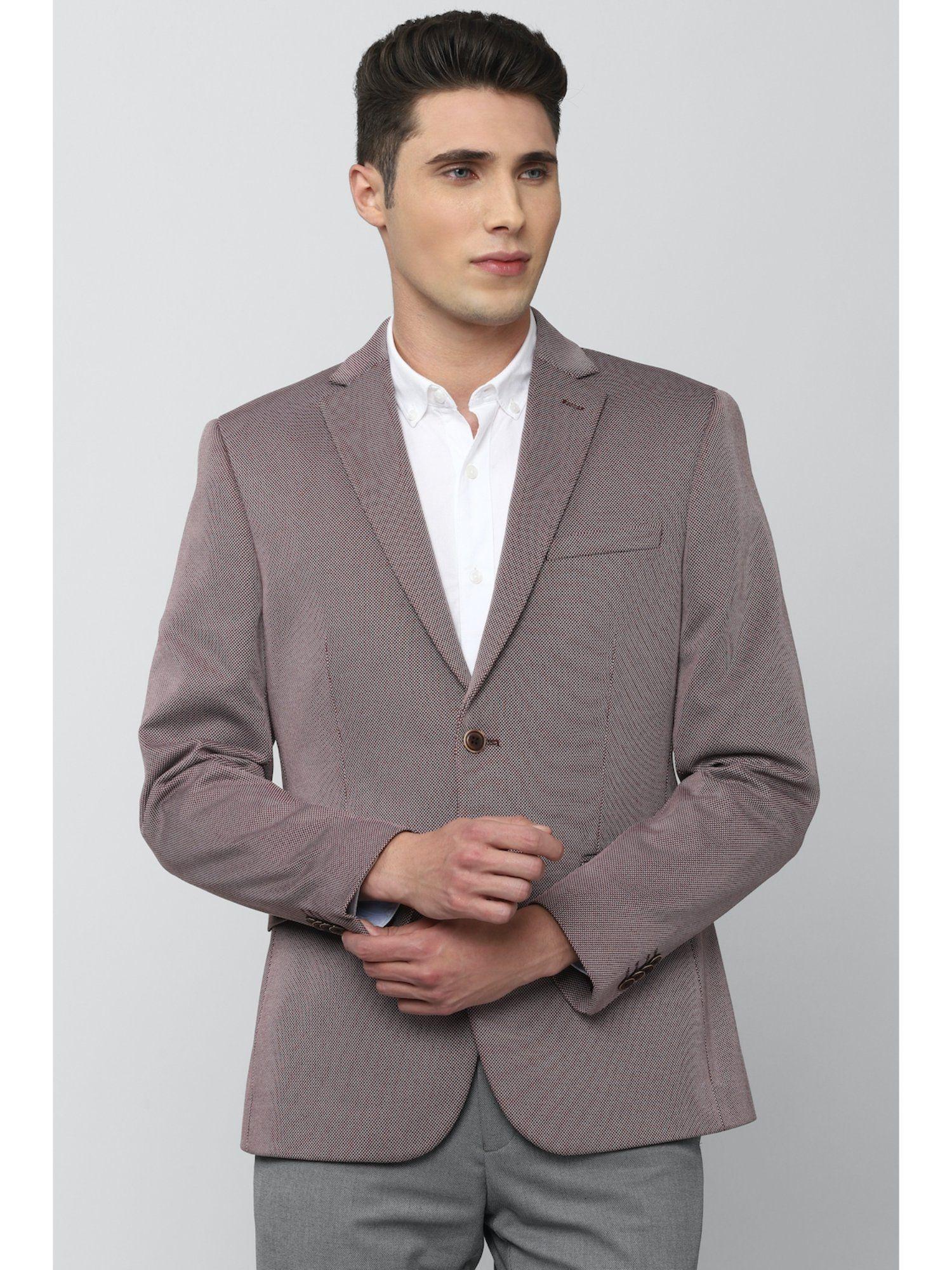 men grey textured casual blazer