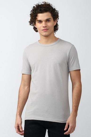 men grey textured crew neck round neck t-shirts