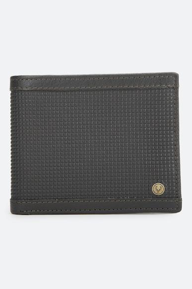 men grey textured genuine leather wallet